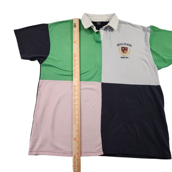 BDG Urban Outfitters Polo Shirt Mens Oversized Size L Color Block Short Sleeve - Picture 5 of 7